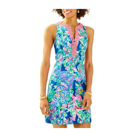 Lilly Pulitzer Dresses & Skirts - LILLY PULITZER Sz 0 Ryder 100% Cotton Shift Dress Seaside Allure Floral Bright